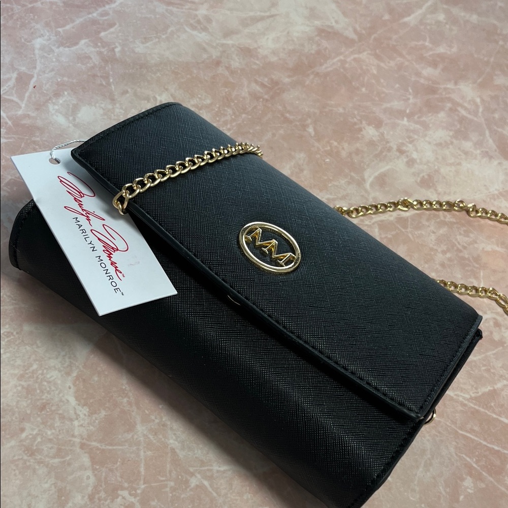 Marilyn Monroe Black Clutch with Gold Chain